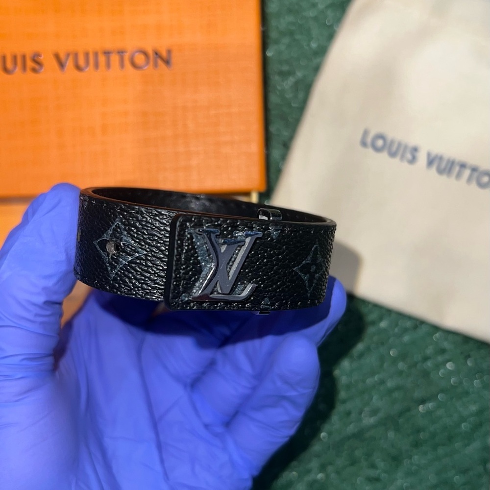 Louis Vuitton Monogram  Black Leather Bracelet
